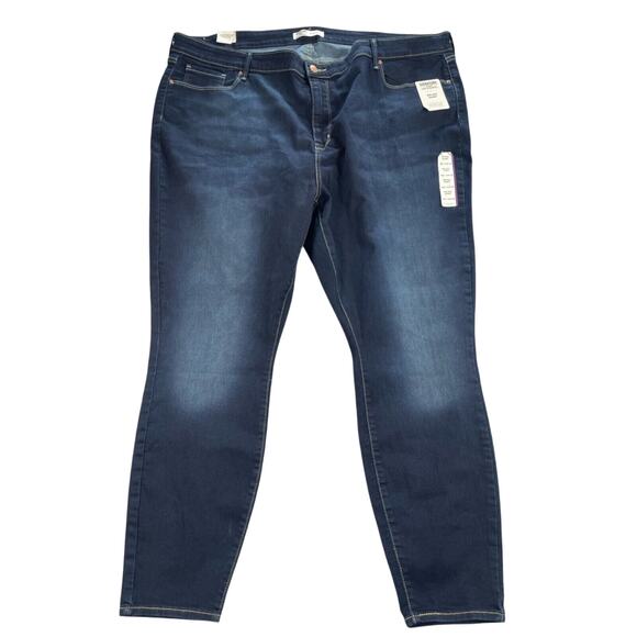 Levis Strauss Jeans Womens Plus 28 Dark Wash Mid Rise Skinny Leg Stretch - Picture 1 of 16
